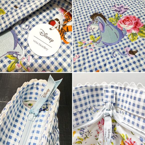 Vera Bradley Disney Winnie Pooh Tote Gingham Floral Cotton Eeyore Tigger Piglet - Picture 13 of 15